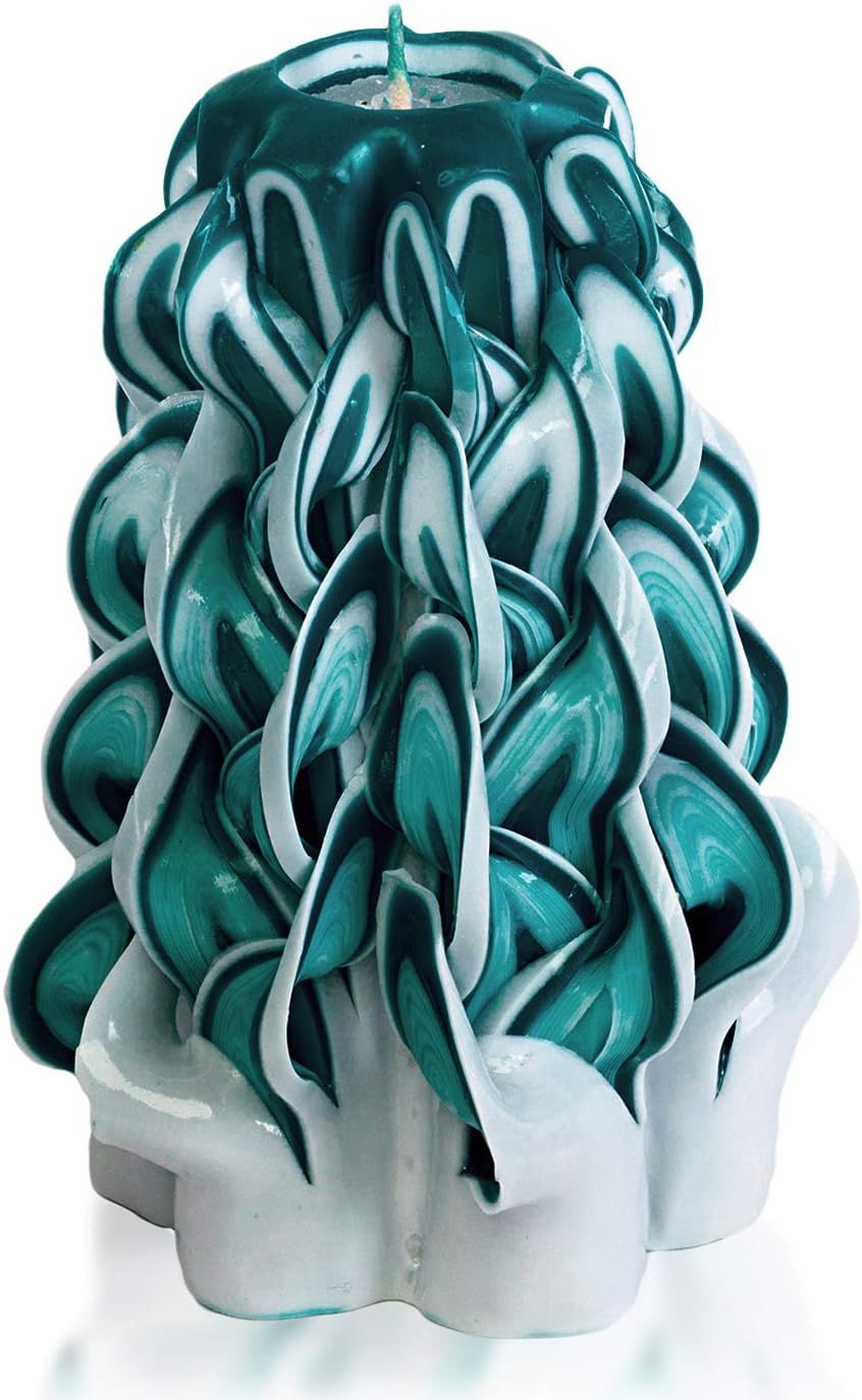 Hand-Carved Decorative Candle – Emerald White Christmas Gift Candle