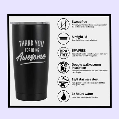 Thank You Tumbler 20oz – Gifts for Women, Friends, Boss & Teachers