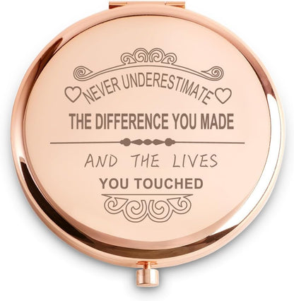 Teacher Appreciation Gifts – Engraved Compact Mirror for Women (Rose)