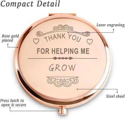 Teacher Appreciation Gifts – Engraved Compact Mirror for Women (Rose)