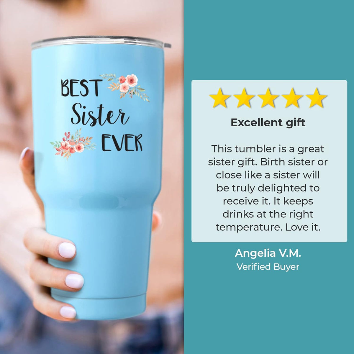 KEDRIAN Sister Tumbler 30oz – Meaningful Gifts for Sister from Sister
