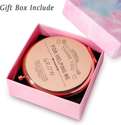 Teacher Appreciation Gifts – Engraved Compact Mirror for Women (Rose)