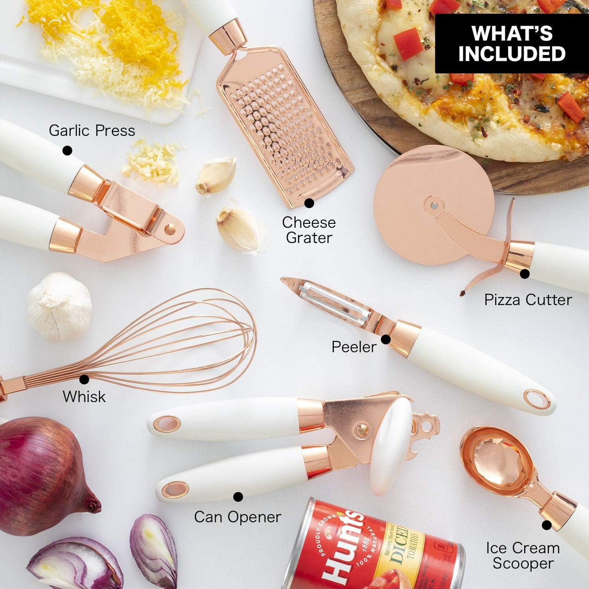 COOK With COLOR 7 Pc Kitchen Utensil Set – Copper & White Gadgets