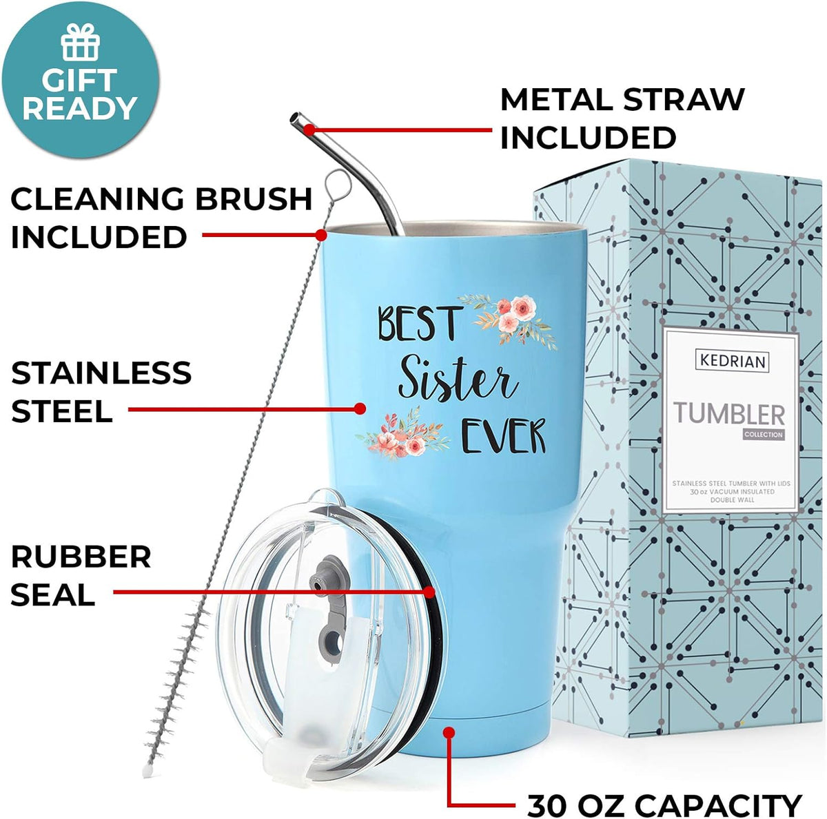 KEDRIAN Sister Tumbler 30oz – Meaningful Gifts for Sister from Sister