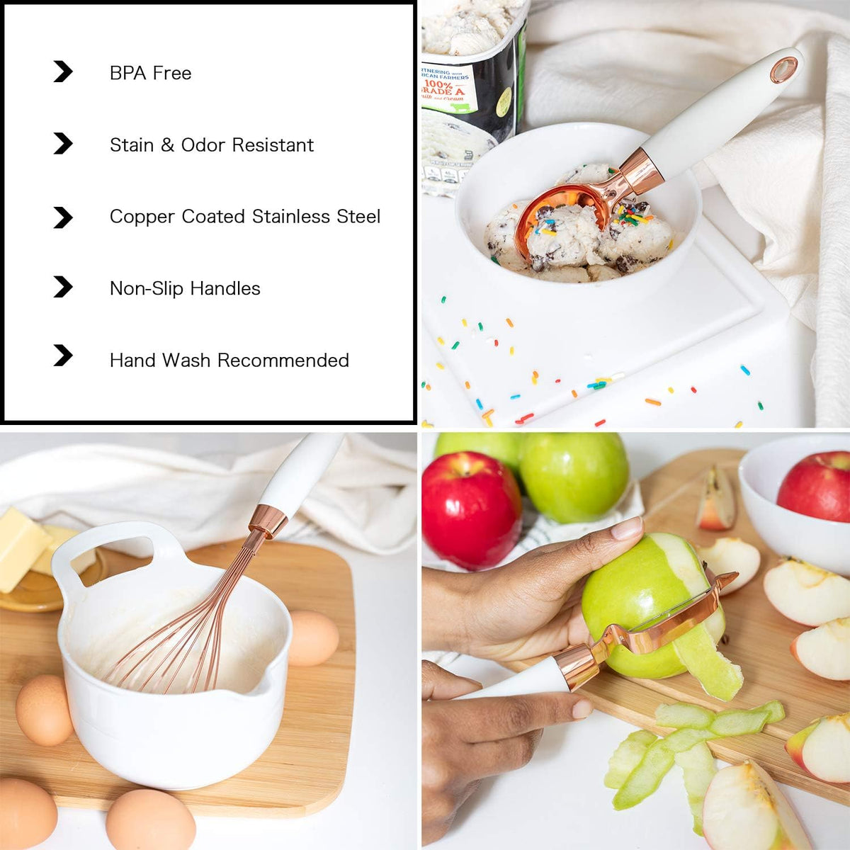 COOK With COLOR 7 Pc Kitchen Utensil Set – Copper & White Gadgets