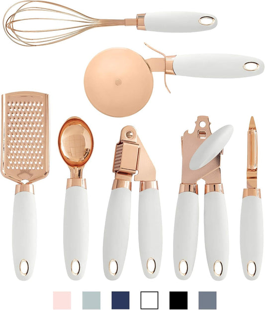 COOK With COLOR 7 Pc Kitchen Utensil Set – Copper & White Gadgets