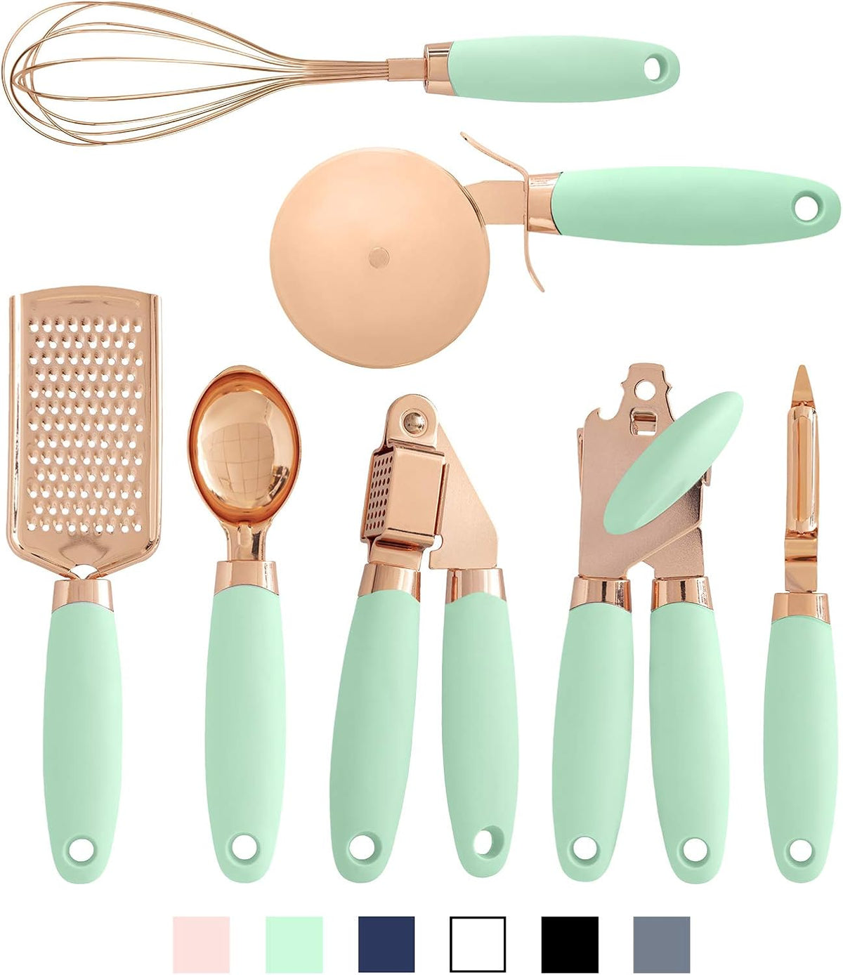 COOK With COLOR 7 Pc Kitchen Utensil Set – Copper & White Gadgets