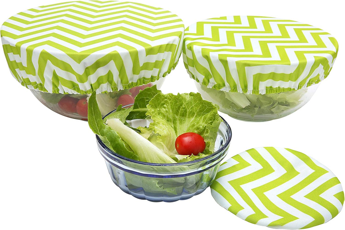 Wegreeco Reusable Bowl Covers - Set of 3,Chevron Green