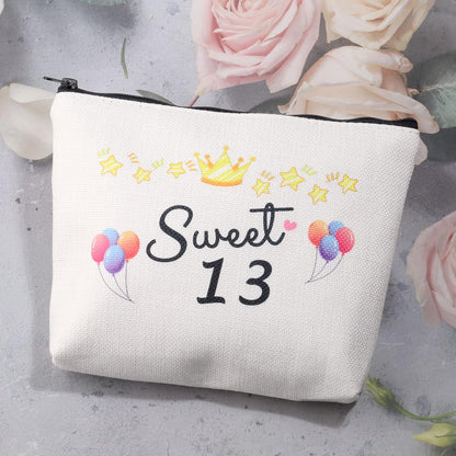 MBMSO 13th Birthday Gifts for Girls – Sweet 13 Makeup Bag Pouch