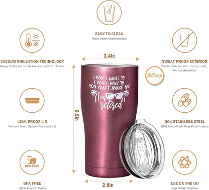 Funny Retirement Gifts for Women – Rose Gold 20oz Tumbler Cup
