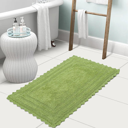 TreeWool 2-Piece Cotton Bath Mat Set – Soft Reversible Rugs