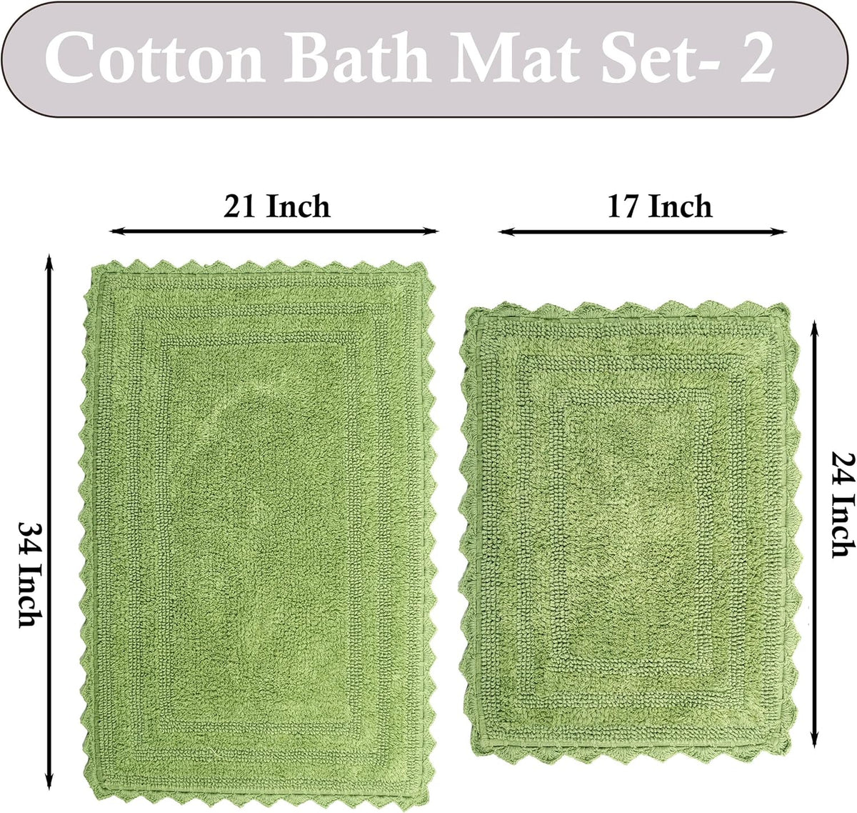 TreeWool 2-Piece Cotton Bath Mat Set – Soft Reversible Rugs