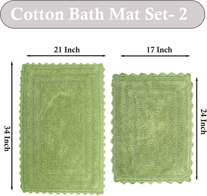 TreeWool 2-Piece Cotton Bath Mat Set – Soft Reversible Rugs