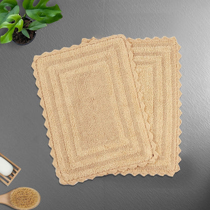 TreeWool 2-Piece Cotton Bath Mat Set – Soft Reversible Rugs