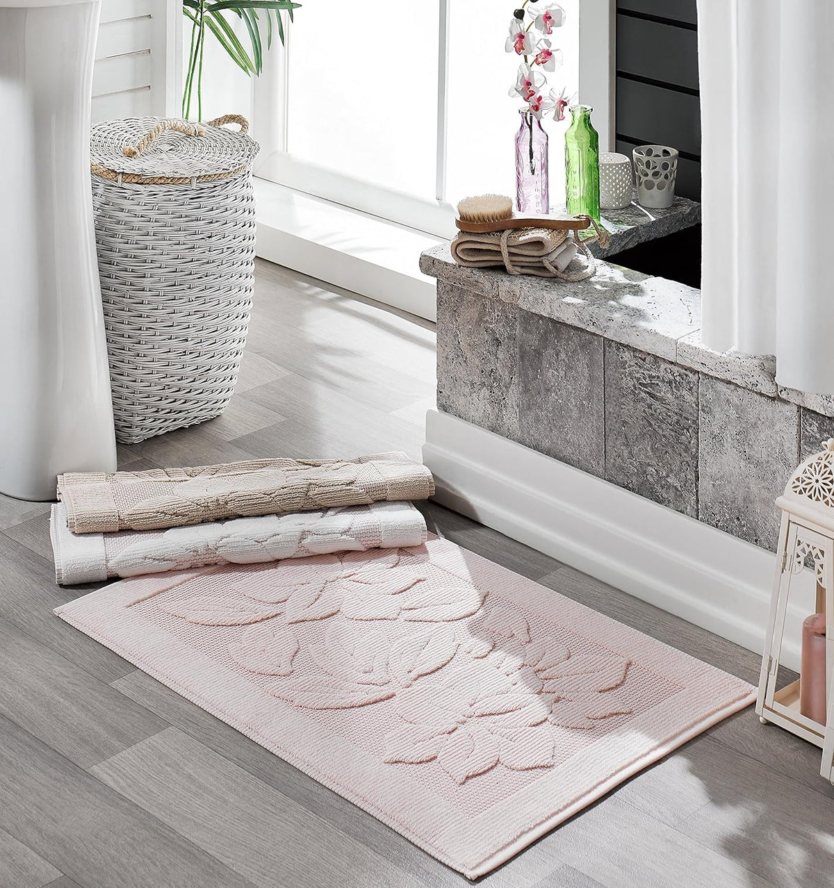 ASTREA TEXTILES Turkish Cotton Bath Mat – Soft Washable Bathroom Rug