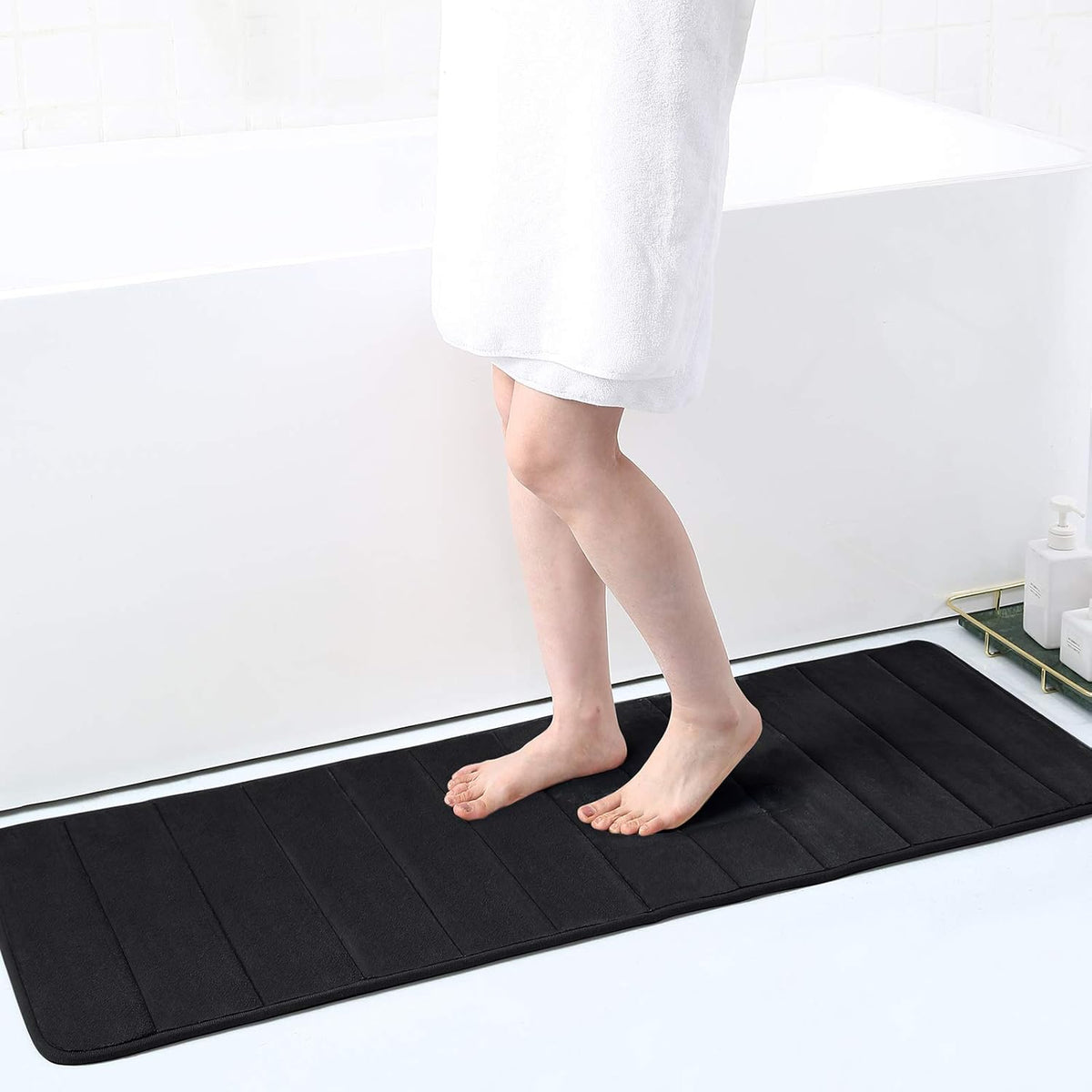 Memory Foam Bath Mat 24x70 – Non Slip Extra Large Runner