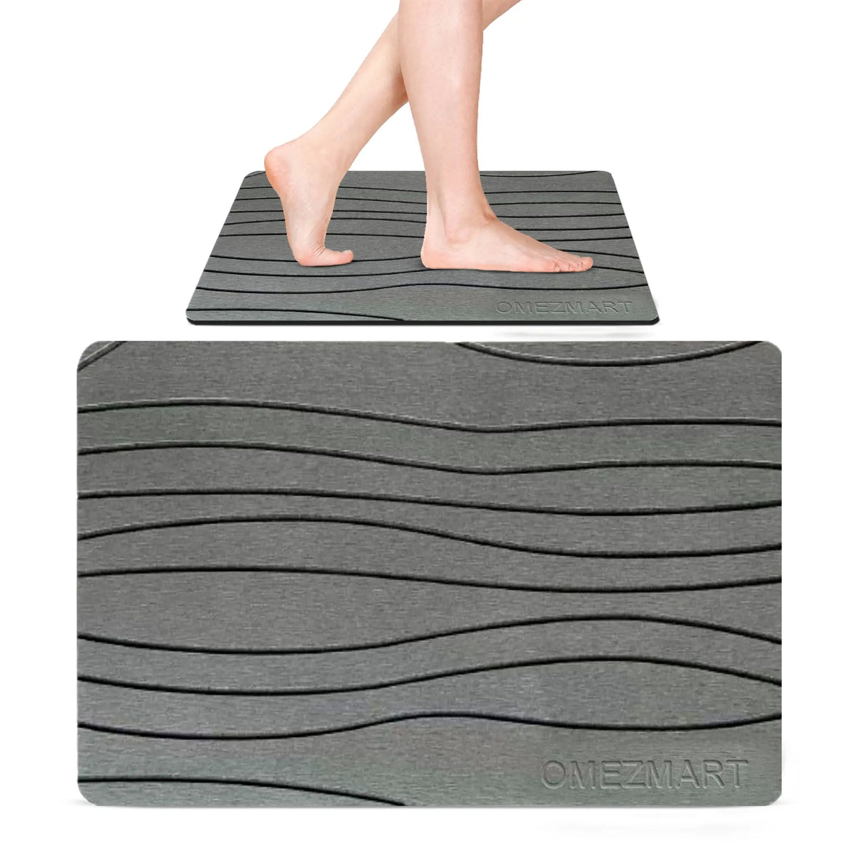 OMEZMART Stone Bath Mat | Natural, Non-Slip Bathroom Mat | Eco-Friendly Design OMEZMART