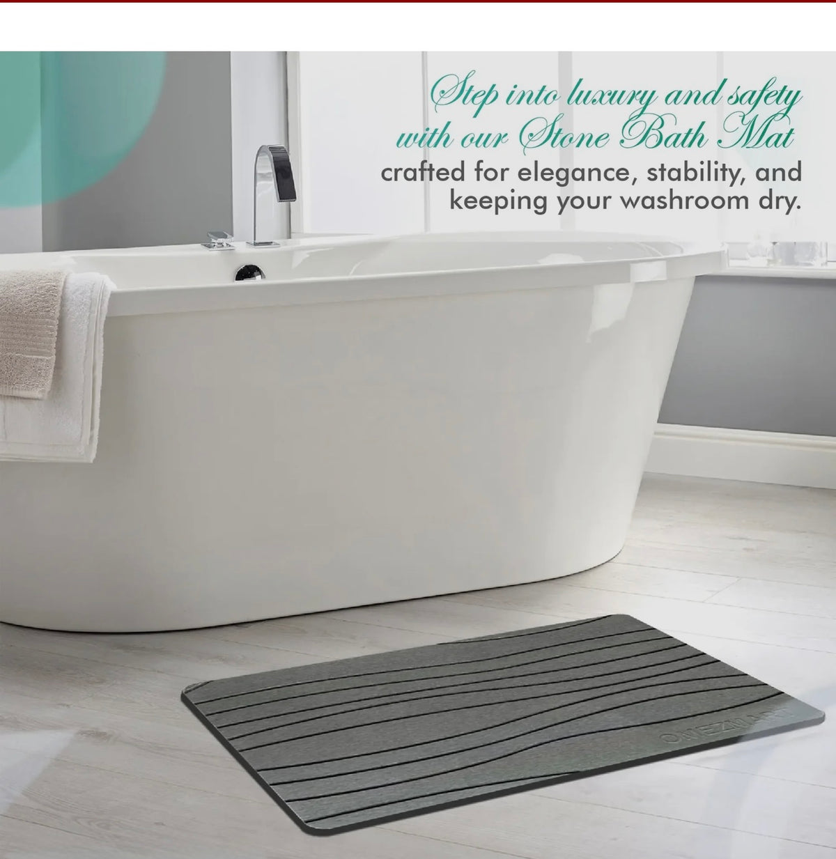 Stone Bath Mat | Natural, Non-Slip Bathroom Mat | Eco-Friendly Design