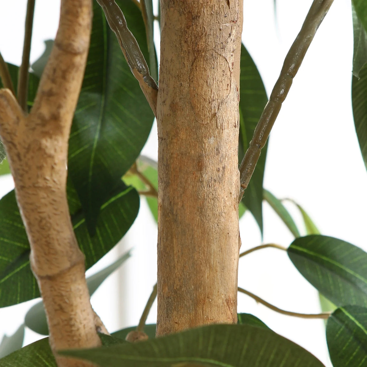 7FT Artificial Ficus Tree with Natural Wood Trunk and Lifelike Leaves, Silk Fake Potted Tree with Wood Branches, Faux Tree for Office Home Decor