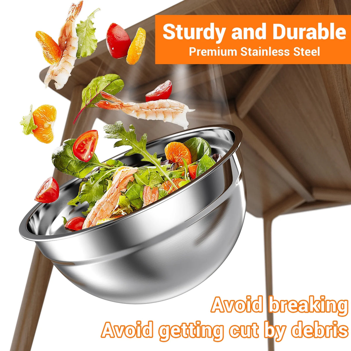 7-Pc Stainless Steel Mixing Bowls with Lids – Nesting Kitchen Set