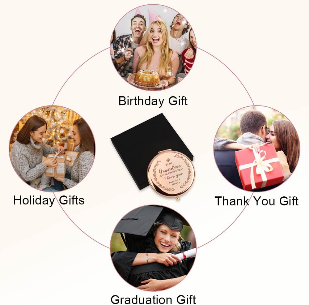 Gifts for Grandma – Grandmother Compact Mirror for Birthday & Christmas