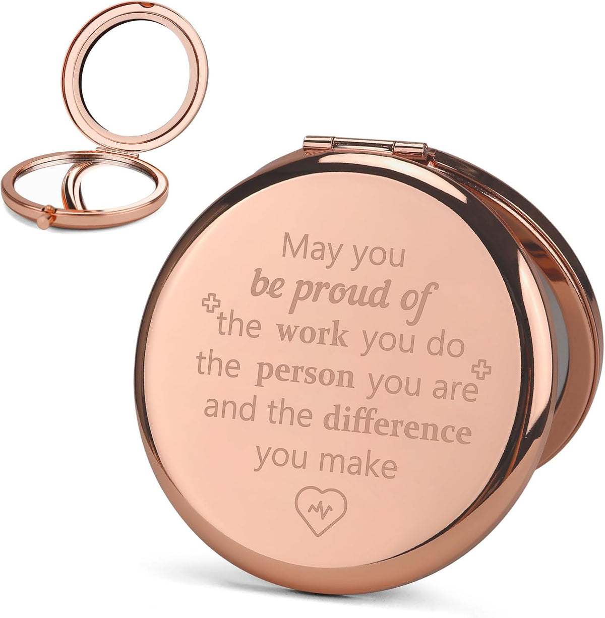 Nurse Gifts for Women – Rose Gold Compact Mirror for Appreciation