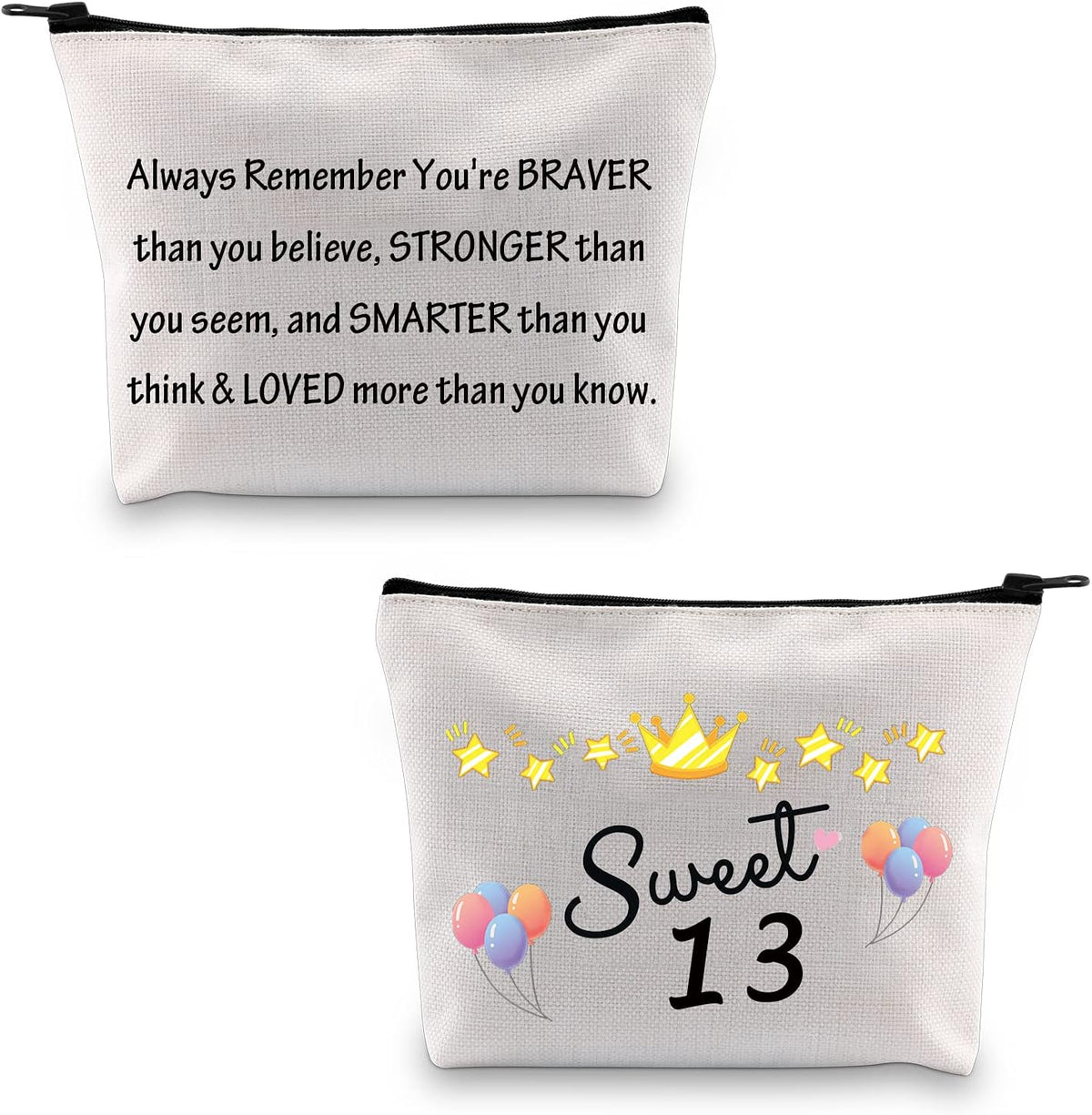 MBMSO 13th Birthday Gifts for Girls – Sweet 13 Makeup Bag Pouch