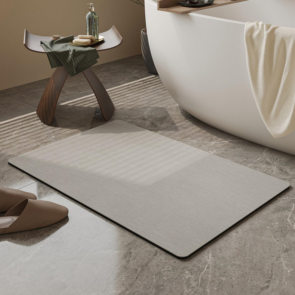 Quick Dry Bath Mat – Non-Slip Thin Rubber Absorbent Bathroom Rug