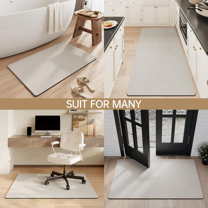 Quick Dry Bath Mat – Non-Slip Thin Rubber Absorbent Bathroom Rug