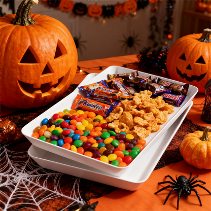 Plastic Serving Tray for Party, 3 Pcs White Serving Platter, Large Food Tray for Snack, Fruit, Barbaque, Cookies